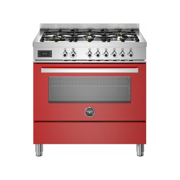 Bertazzoni PRO96L1EROT Professional Cucina da accosto cm. 906 fuochi a gas + forno elettricorosso